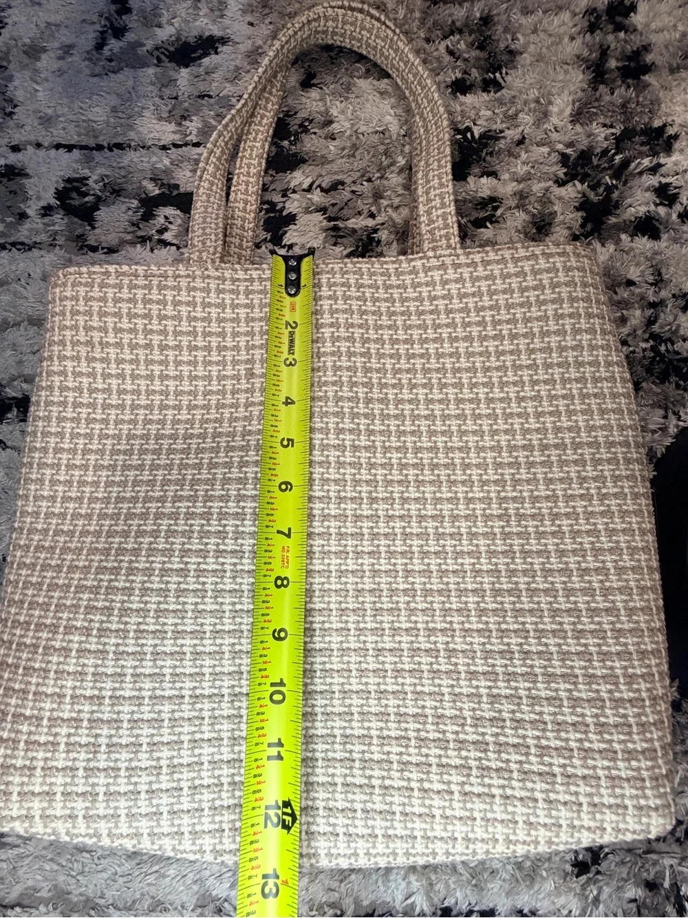 Beige Woven Tote Bag